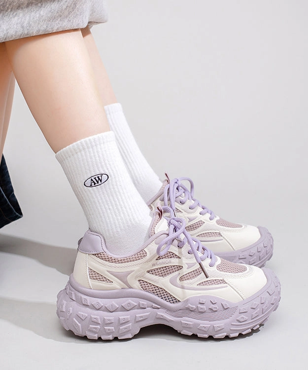 Breathable Sport Mesh Splicing Stylish Platform Blue Lace Up