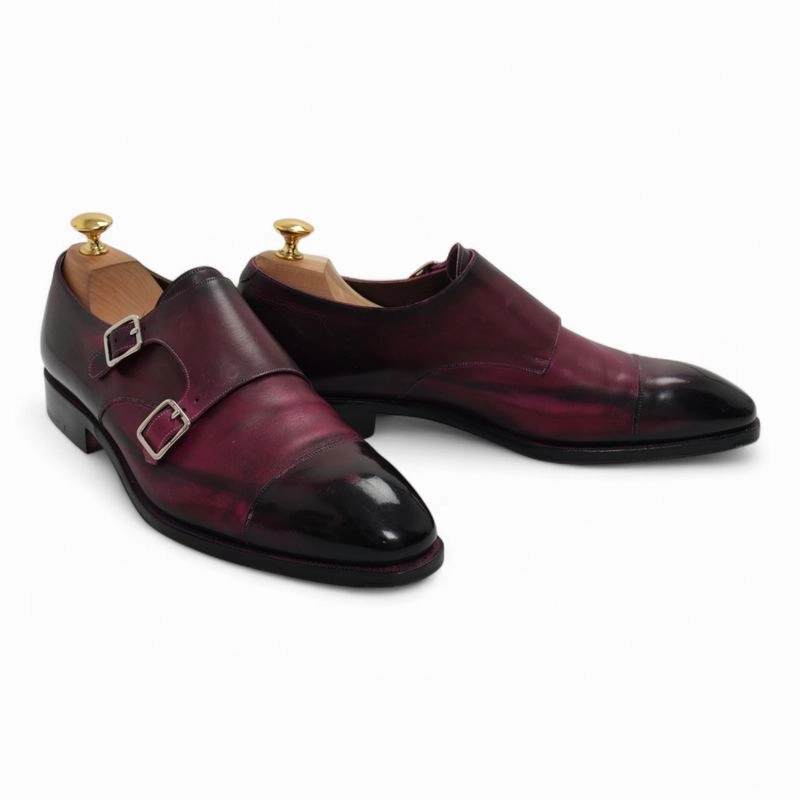 Purple Double Monk Straps Vintage Style Brogues