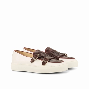 Python & Nappa Leather Double Monk Sneakers Roma Brogue
