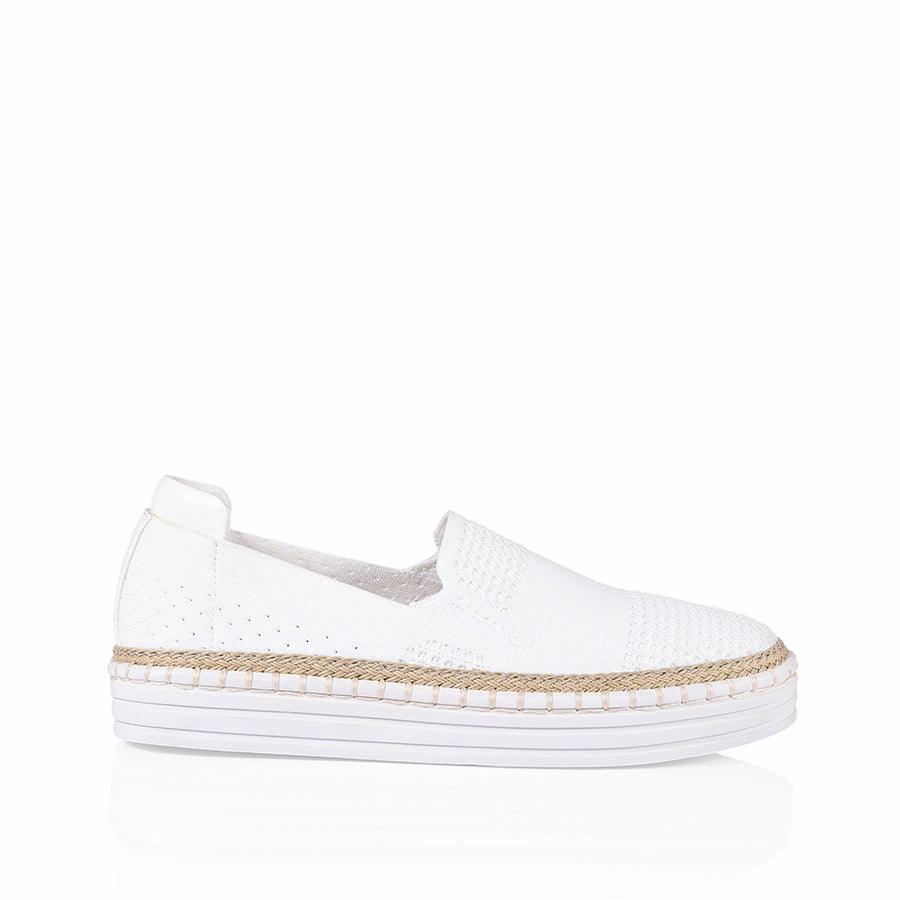 Faux Fur Slip Ons Queen Slip On Sneakers - White Knit