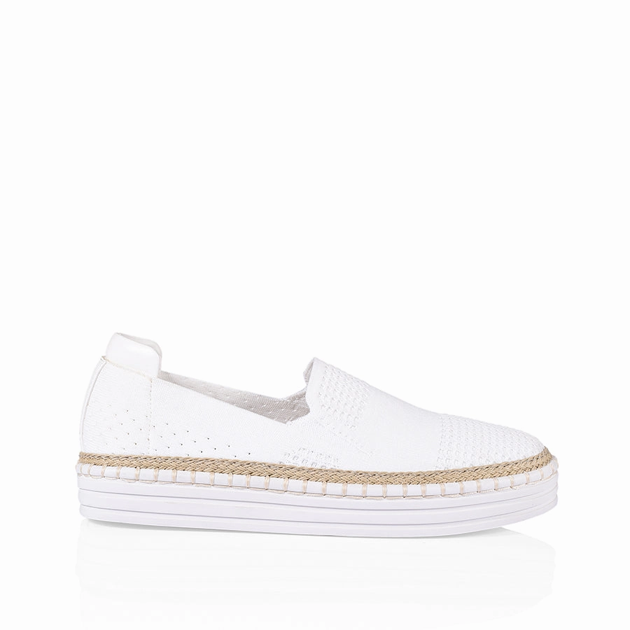 Queen Slip On Sneakers - White Knit Fashionable Slip On Shoes