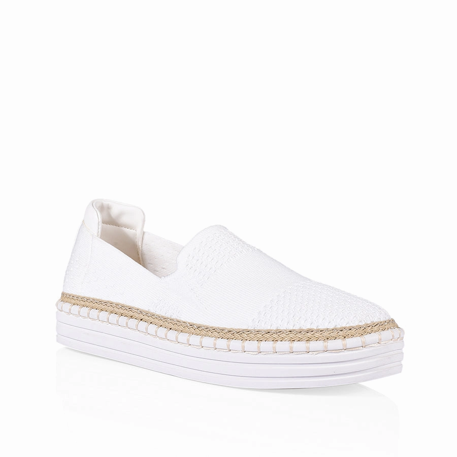 Insulated Waterproof Slip On Boots Queen Slip On Sneakers - White Knit