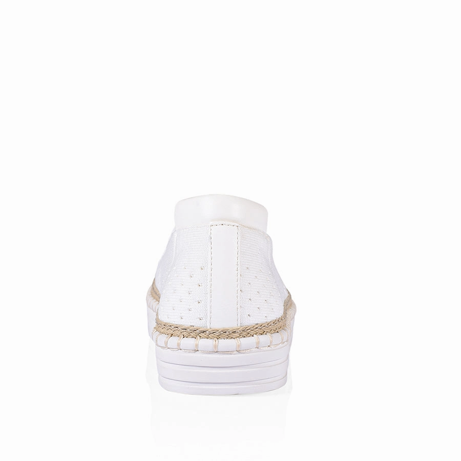 Queen Slip On Sneakers - White Knit Slip On Tan Jazz Shoes