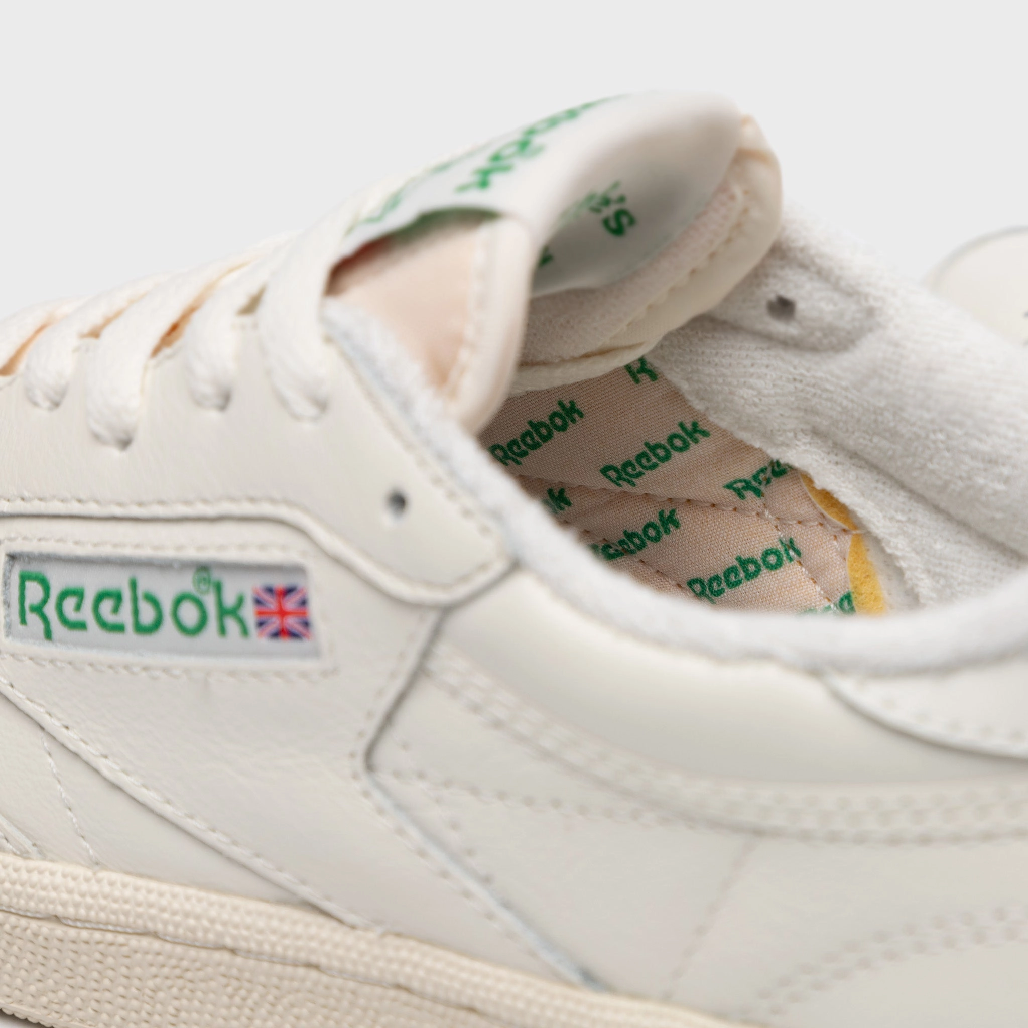 Reebok Womens' Club C 85 Vintage Chalk / Alabaster - Green American Flag Tennis Shoes