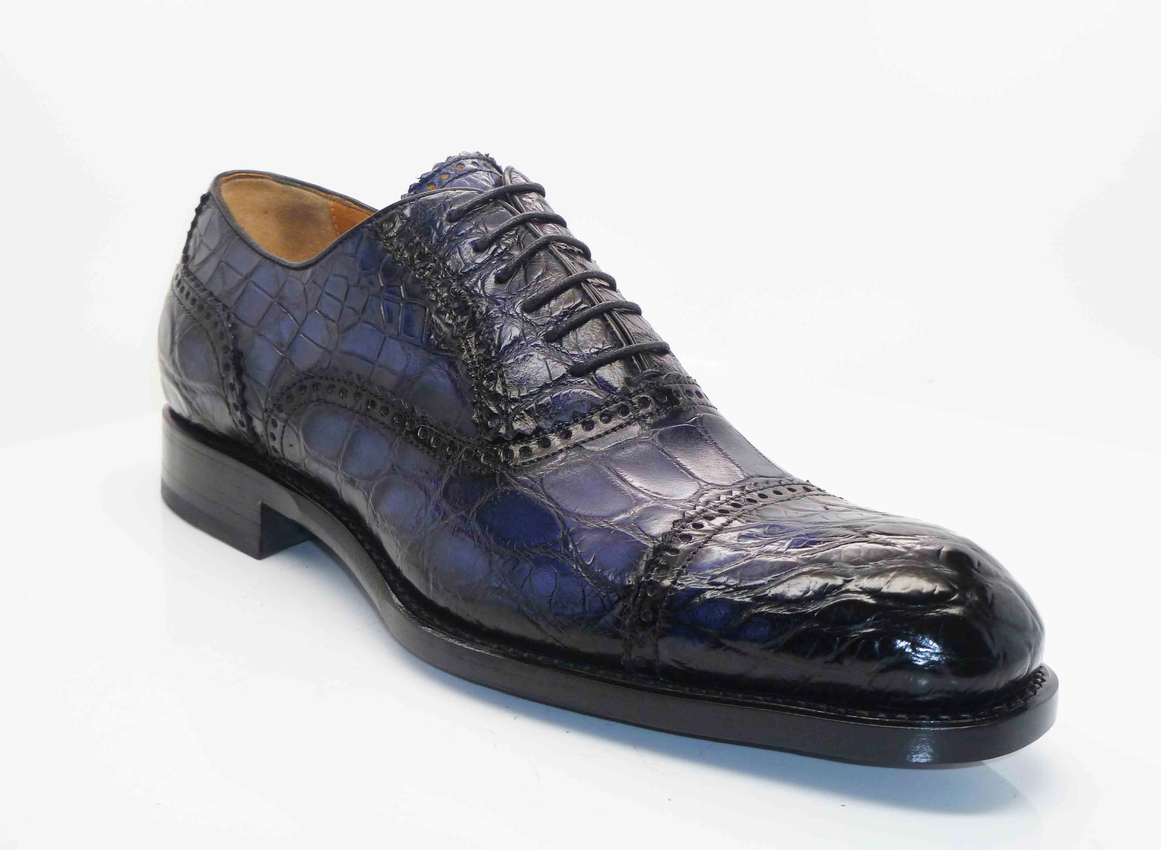 Platform Lace Up Wingtips Square Toe Oxfords Shoe Style: 5817-1233A-Navy