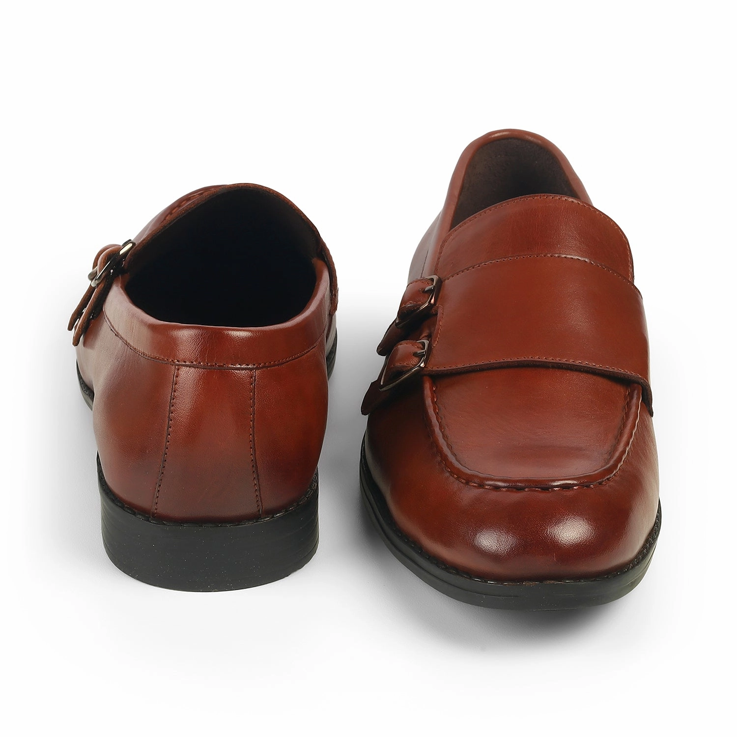 Tresmode Bondy Tan Men's Double Monk Shoes Karnes Brogue Cap Toe Boot