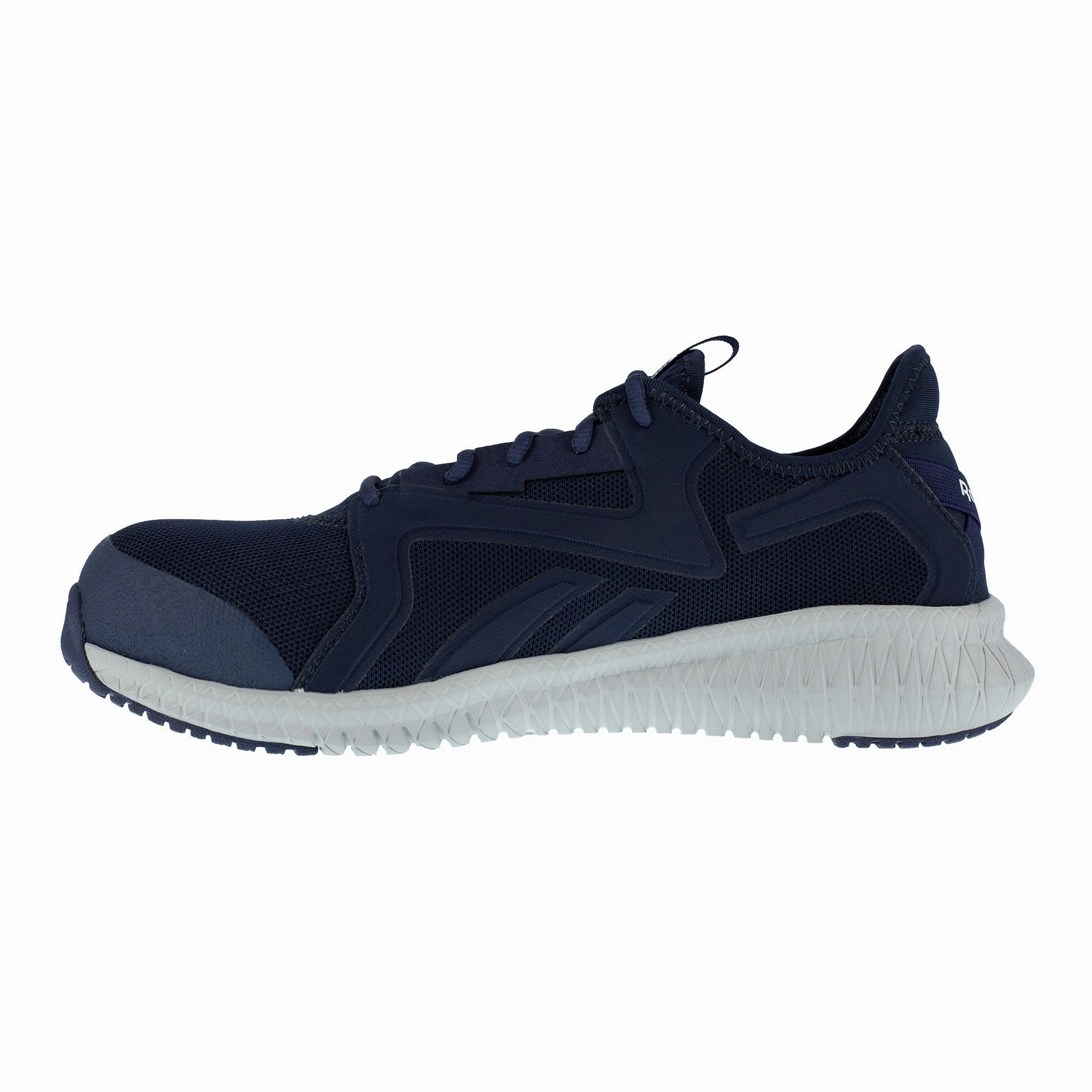 Zips Tennis Shoes Reebok Men's Flexagon 3.0 Comp. Toe Navy Athletic Work Shoes RB4066