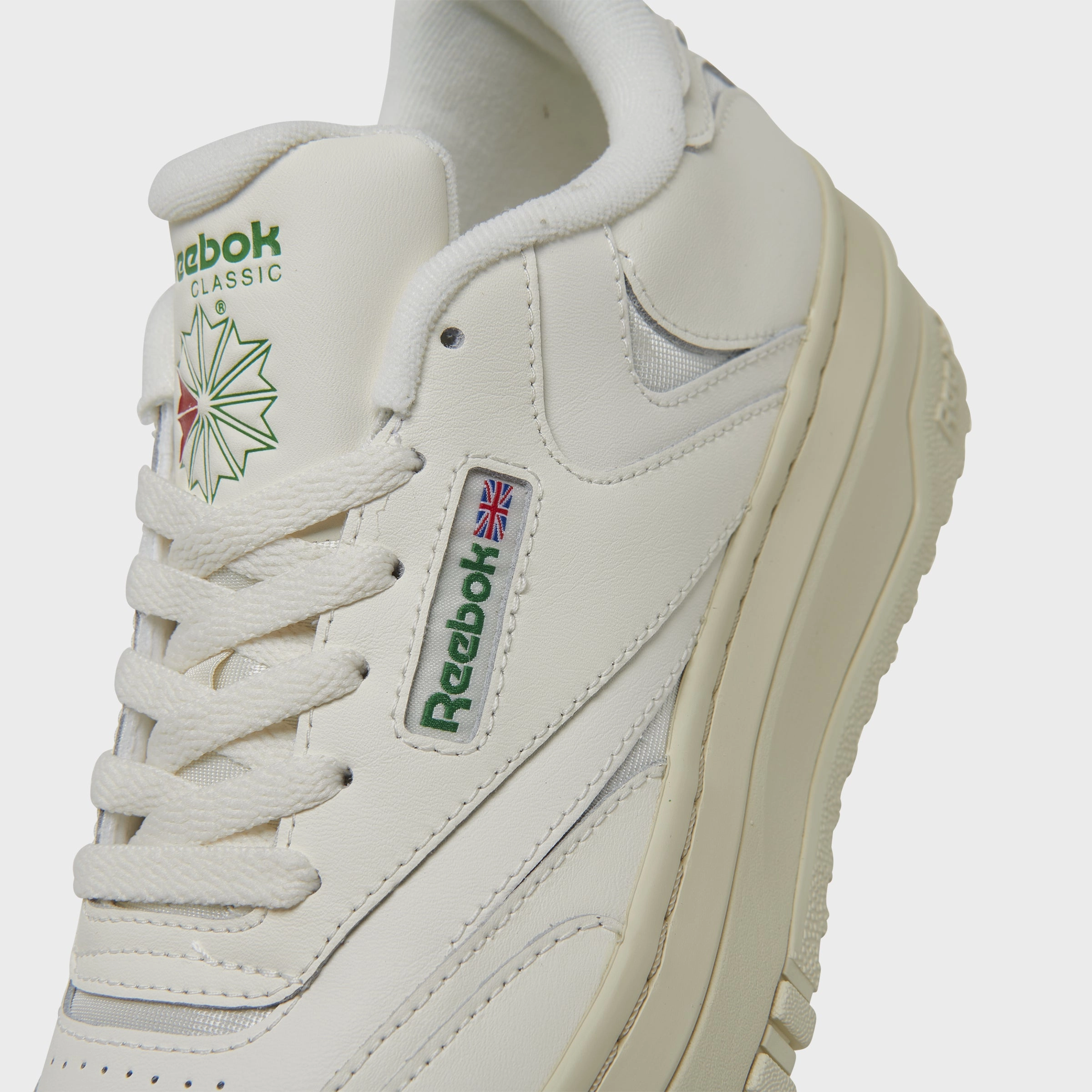 Reebok Women's Club C Extra Chalk / Green White Leather Tennis Shoes