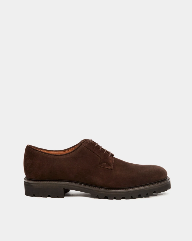 Leather Lace-up Chunky Platform Shoes Brown Suede Derby Shoe