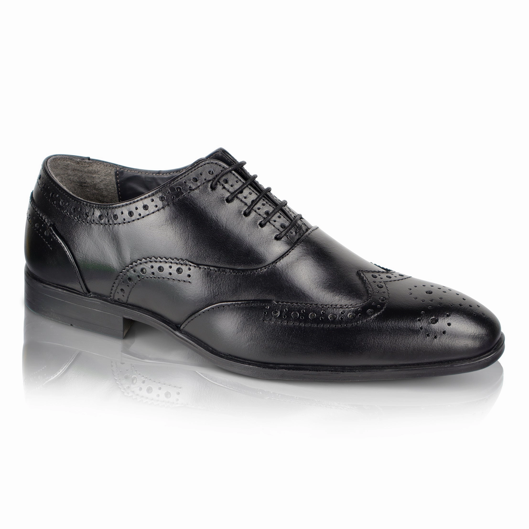 No Iron Oxford Shirt Oxford Leather Brogue Oxfords Shoes - Black