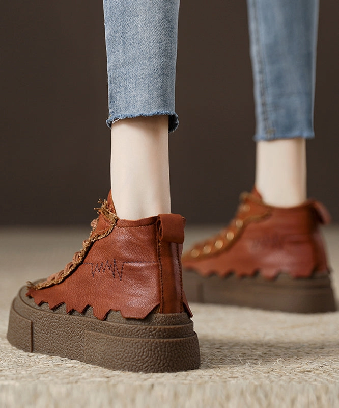 Mary Jane Size 13.5 Shoes Retro Chocolate Lace Up Platform Flat Shoes For Women JJ064