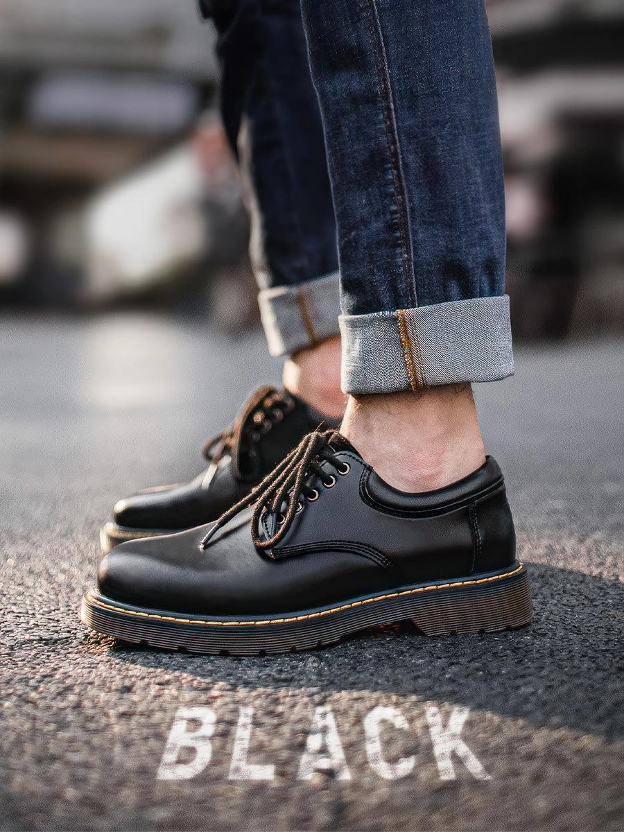 Retro Style Plain Derby Shoes Lace Up Canvas Shoes