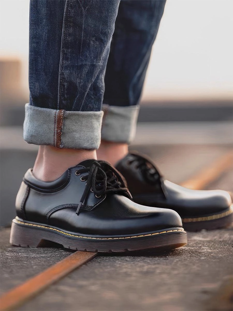 Oxford Shoes Lace Up Retro Style Plain Derby Shoes