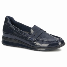 Ros Hommerson Dannon Navy Crinkle Patent Loafer (Women's) Loafers Vintage