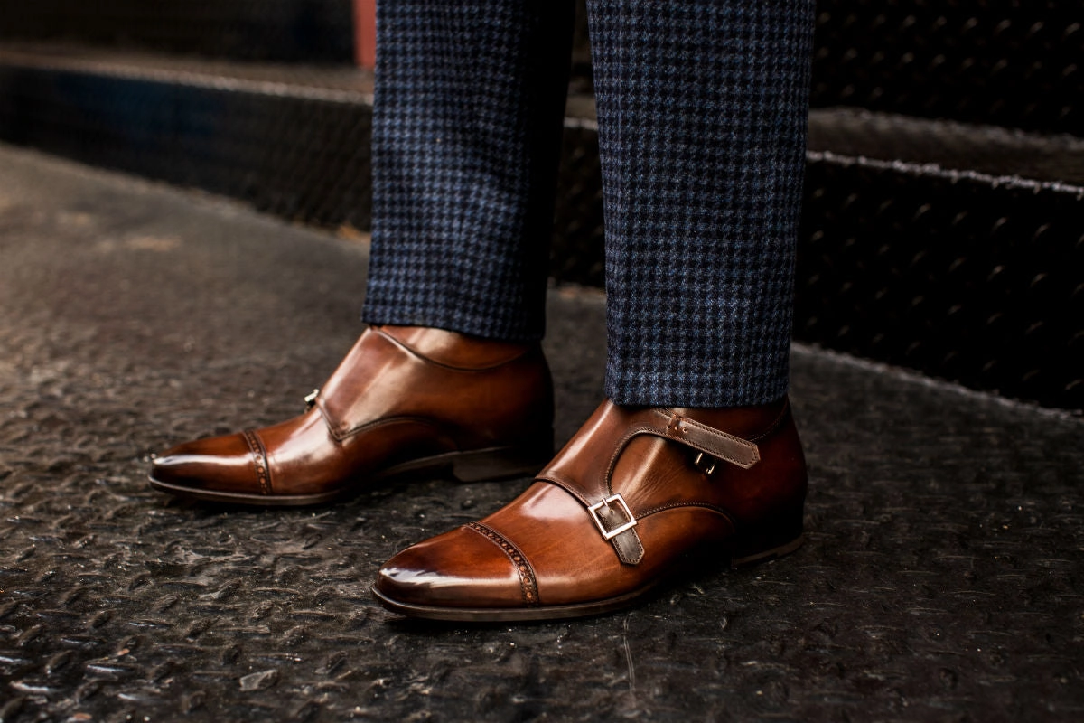 Motorcycle Brogues The Heston Double Monk Strap Boot - Brown
