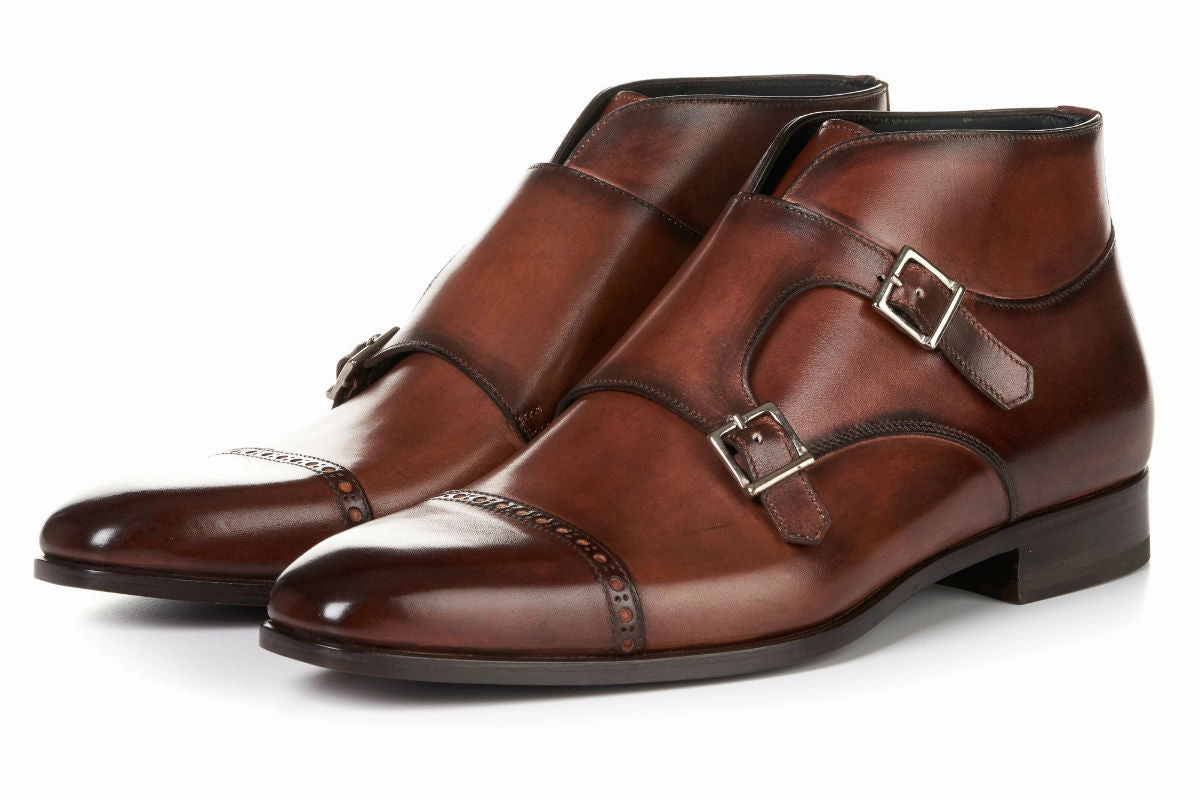 Gibson Brogues The Heston Double Monk Strap Boot - Brown
