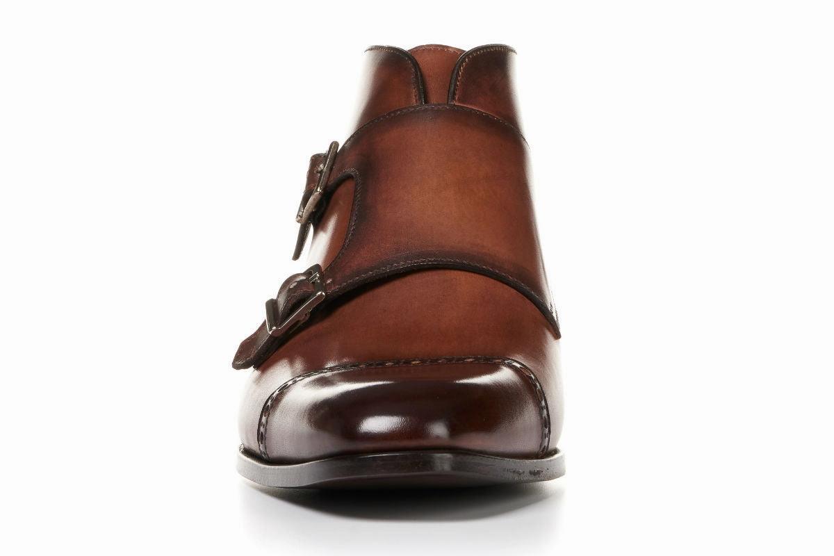 The Heston Double Monk Strap Boot - Brown Brogues Wide Fit