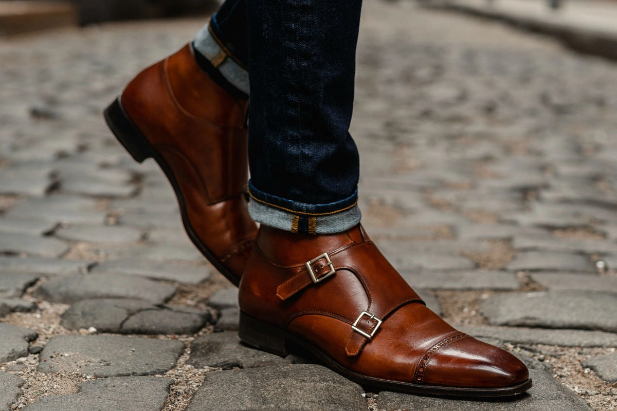 The Heston Double Monk Strap Boot - Brown Stanley Brogues