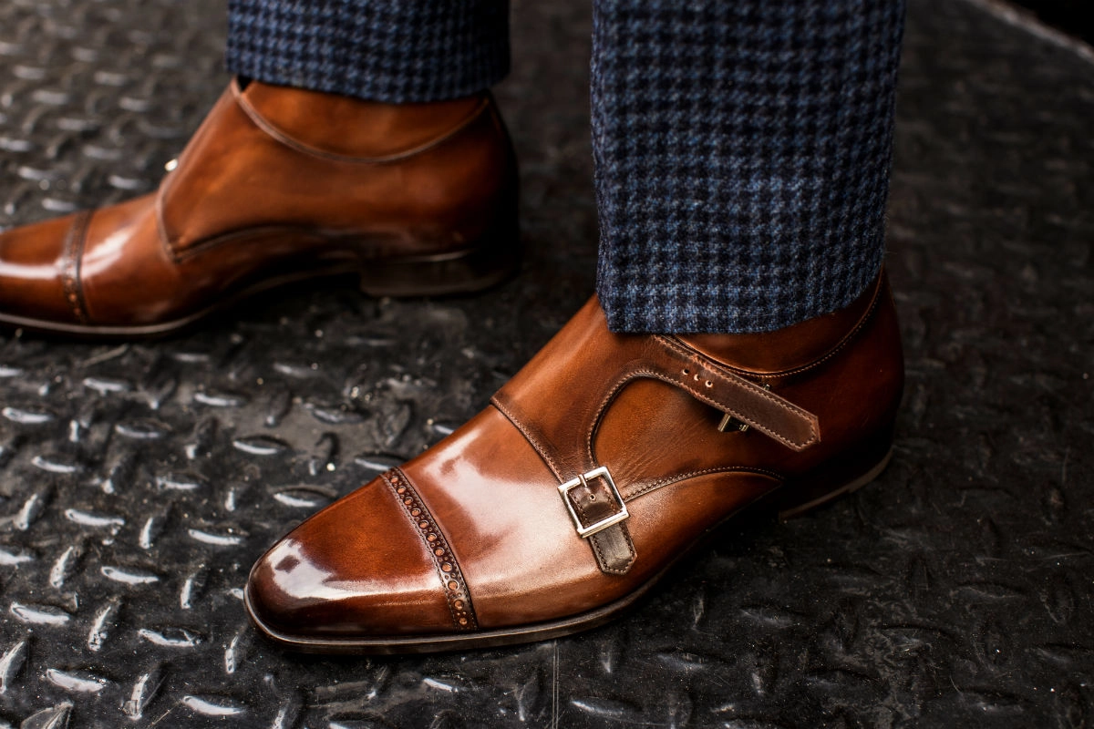 The Heston Double Monk Strap Boot - Brown Grenson Brogue