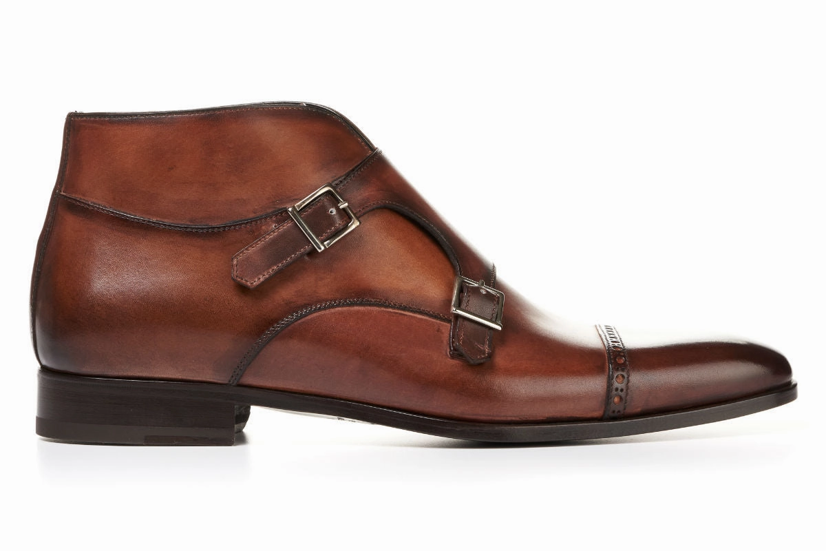 The Heston Double Monk Strap Boot - Brown Derby Brogues