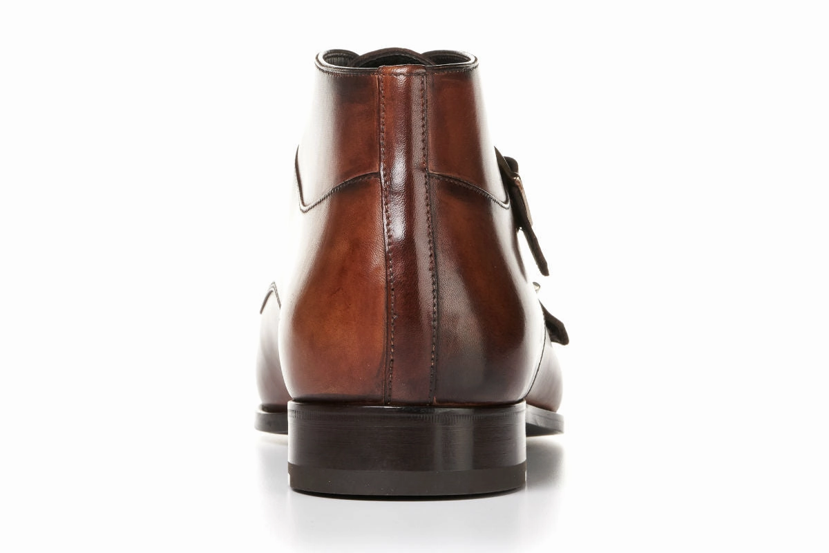 Brogan Shoes Definition The Heston Double Monk Strap Boot - Brown