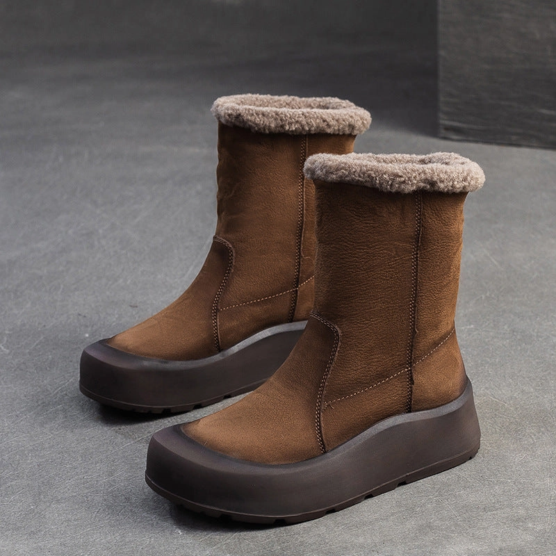 Uggs Boots Snow Boots Women Vintage Leather Soft Warm Snow Boots