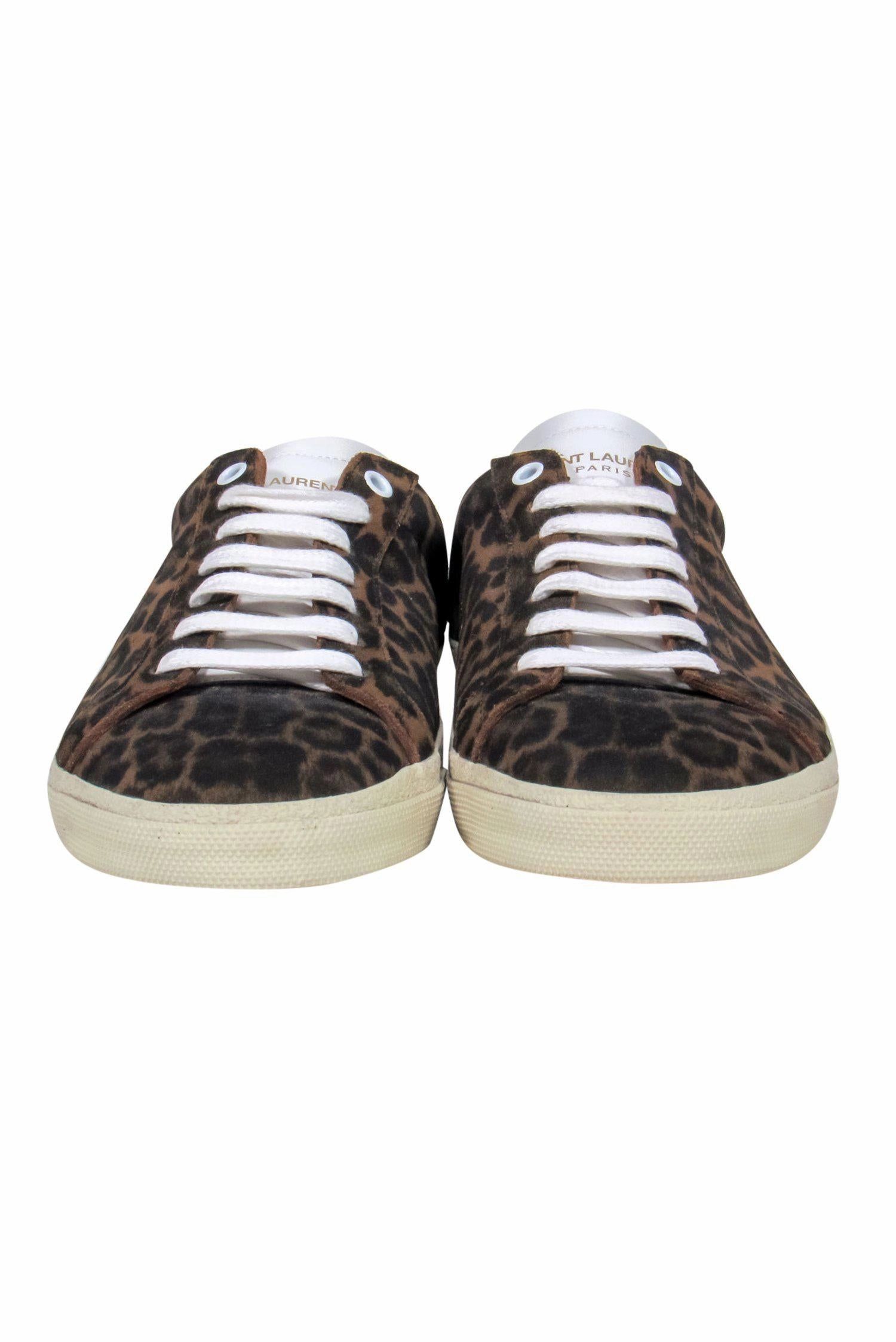 Fall Tennis Shoes 2024 Saint Laurent - Brown Leopard Print Lace-Up Sneakers Sz 11