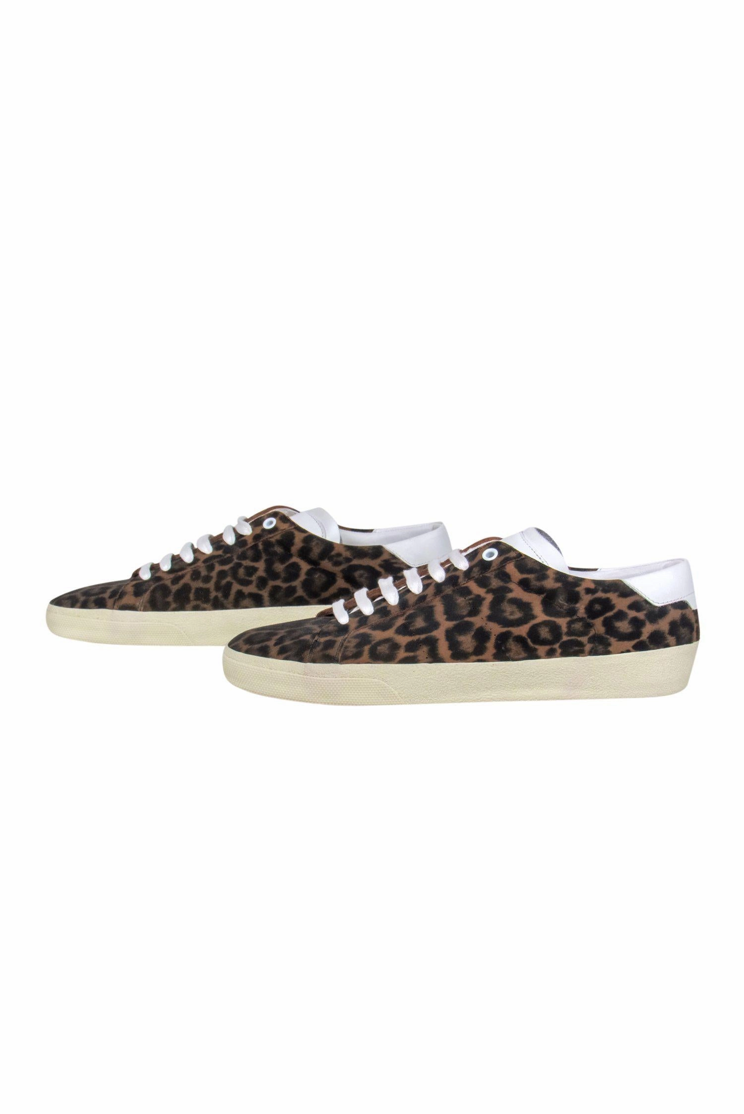 Saint Laurent - Brown Leopard Print Lace-Up Sneakers Sz 11 Nike Vapor Pros Tennis Shoes