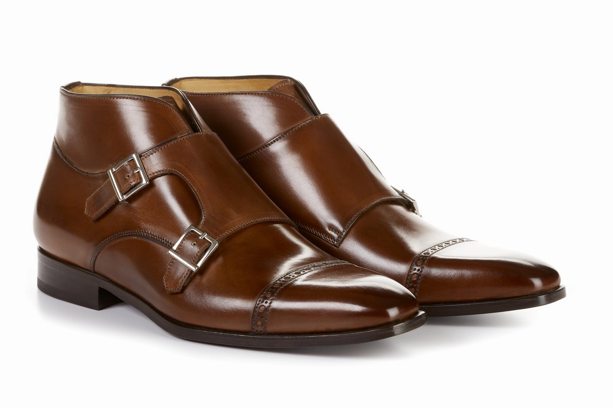 The Heston Double Monk Strap Boot - Marrone Brogue Shoes Oxford