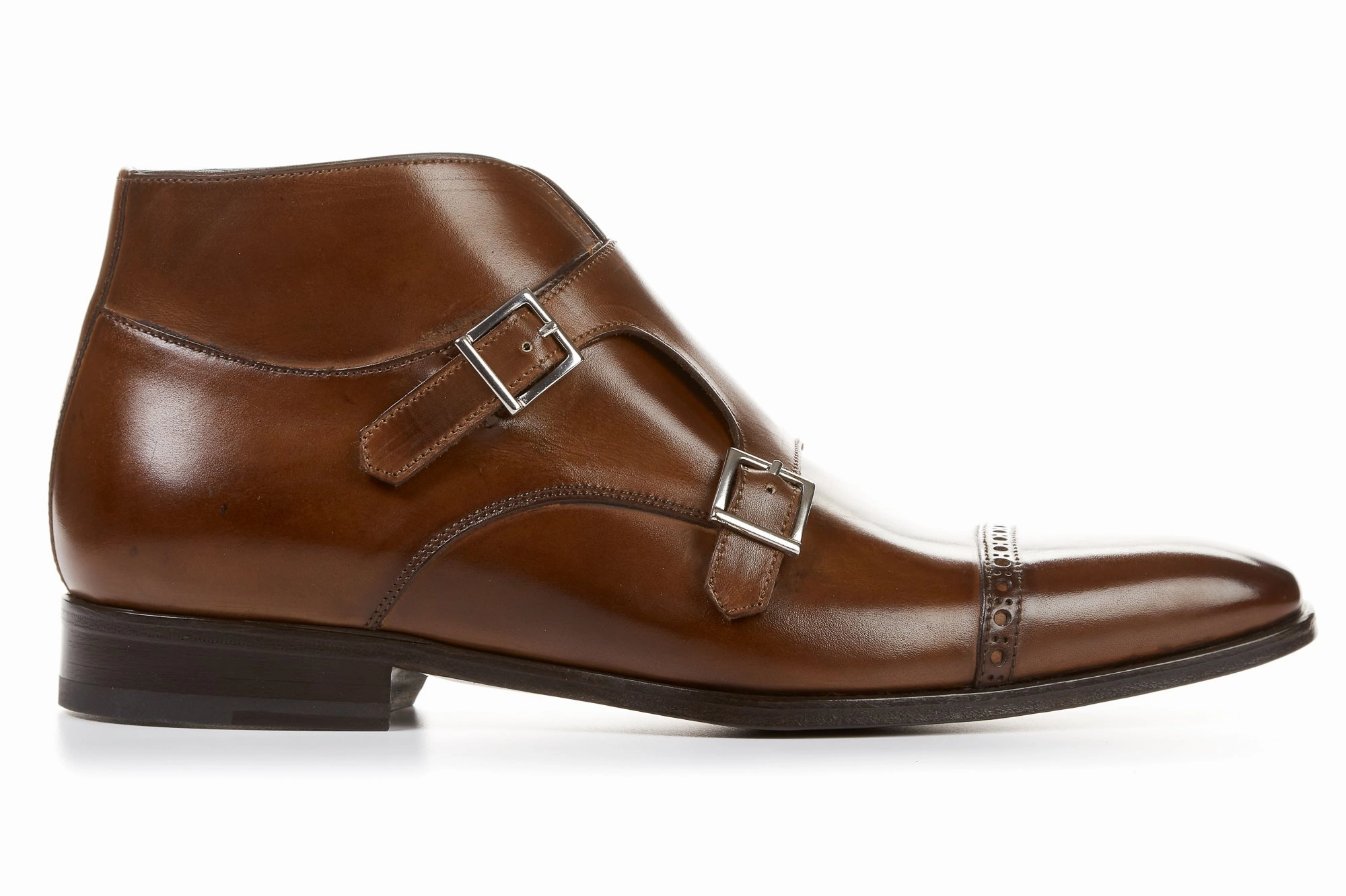 Archie Brogues The Heston Double Monk Strap Boot - Marrone