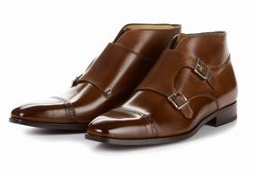 The Heston Double Monk Strap Boot - Marrone Brown Slip On Brogues