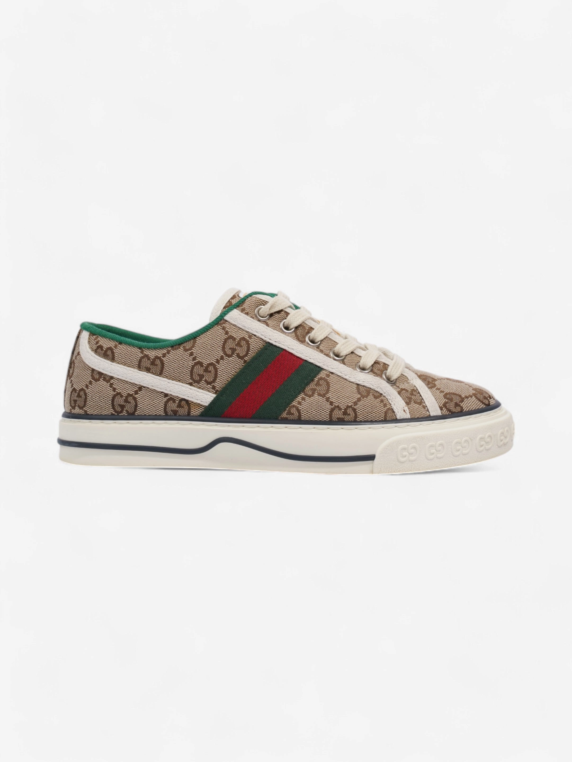 Arthur Ashe Tennis Shoes Gucci GG Tennis 1977 Sneakers Beige  / Green / Red Canvas EU 37 UK 4