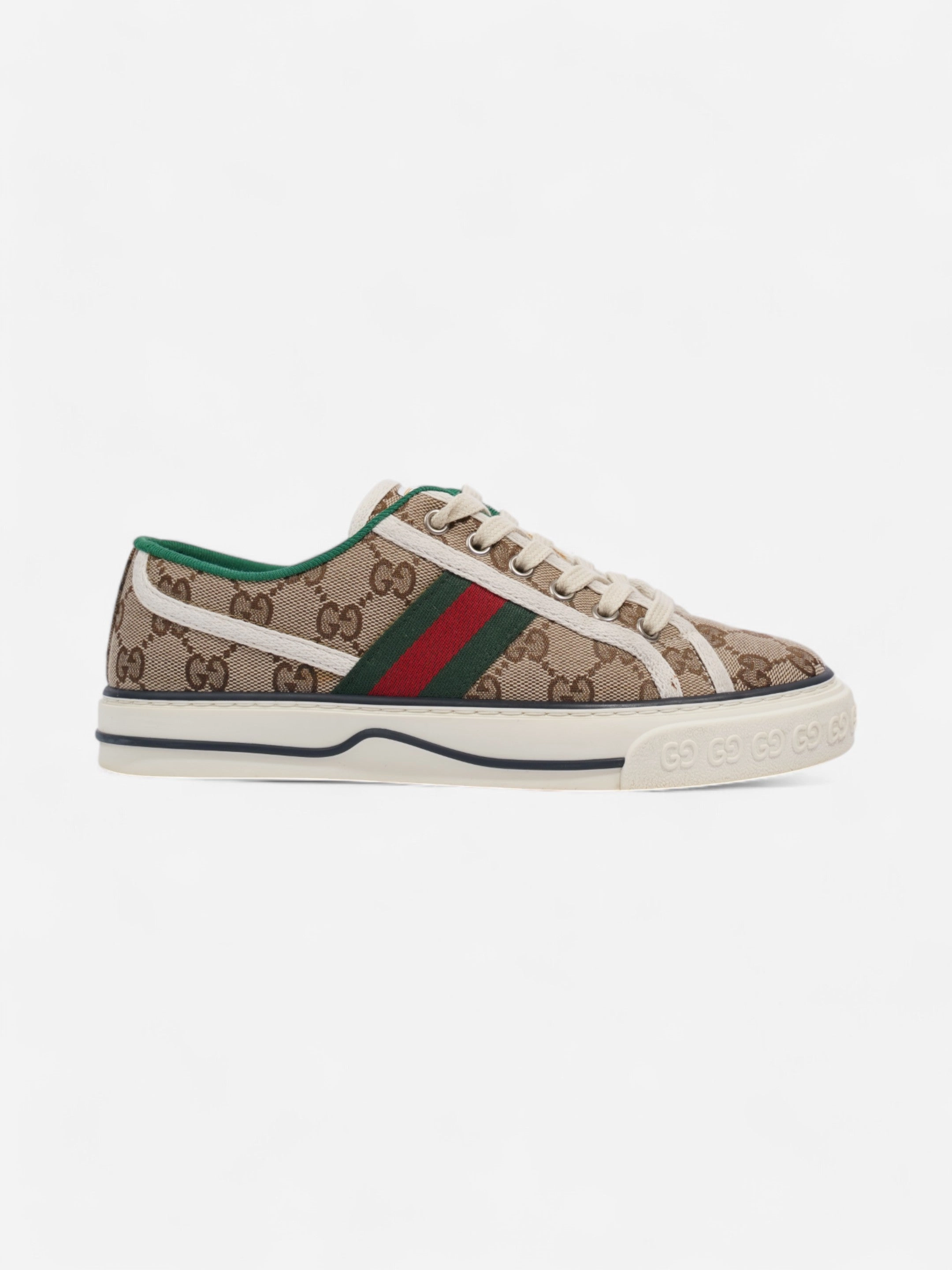 Gucci GG Tennis 1977 Sneakers Beige  / Green / Red Canvas EU 37 UK 4 Tennis Shoes At Costco