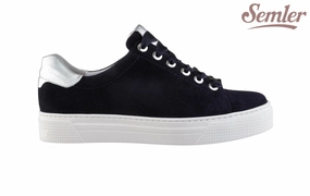 Sem Dove Navy Leather Brogue Boots Inch2