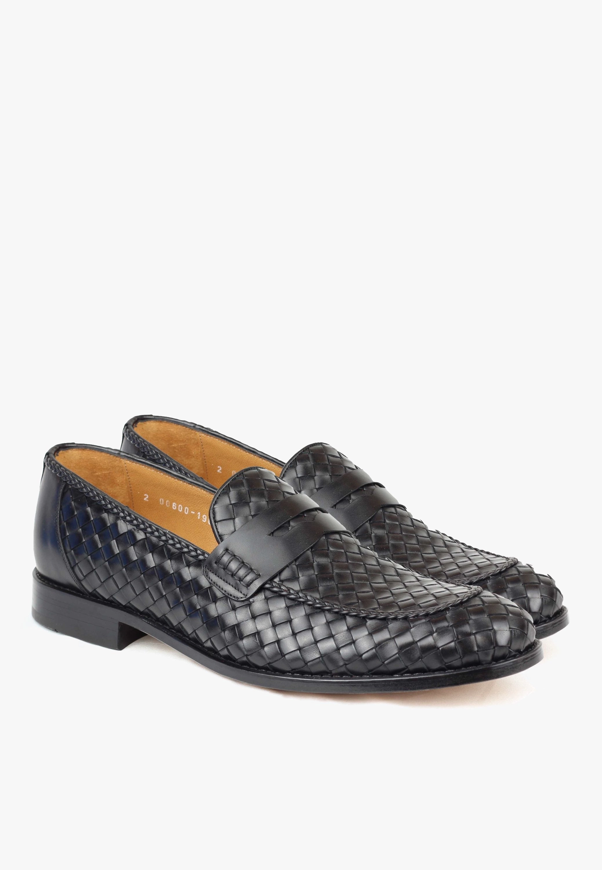 Circus Loafers Sepol Miami Woven Loafer Mens Black Leather Handcrafted