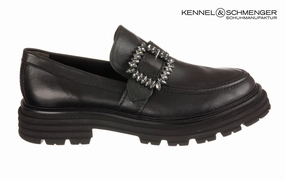 Square Toe Penny Loafers Ken Slice Black