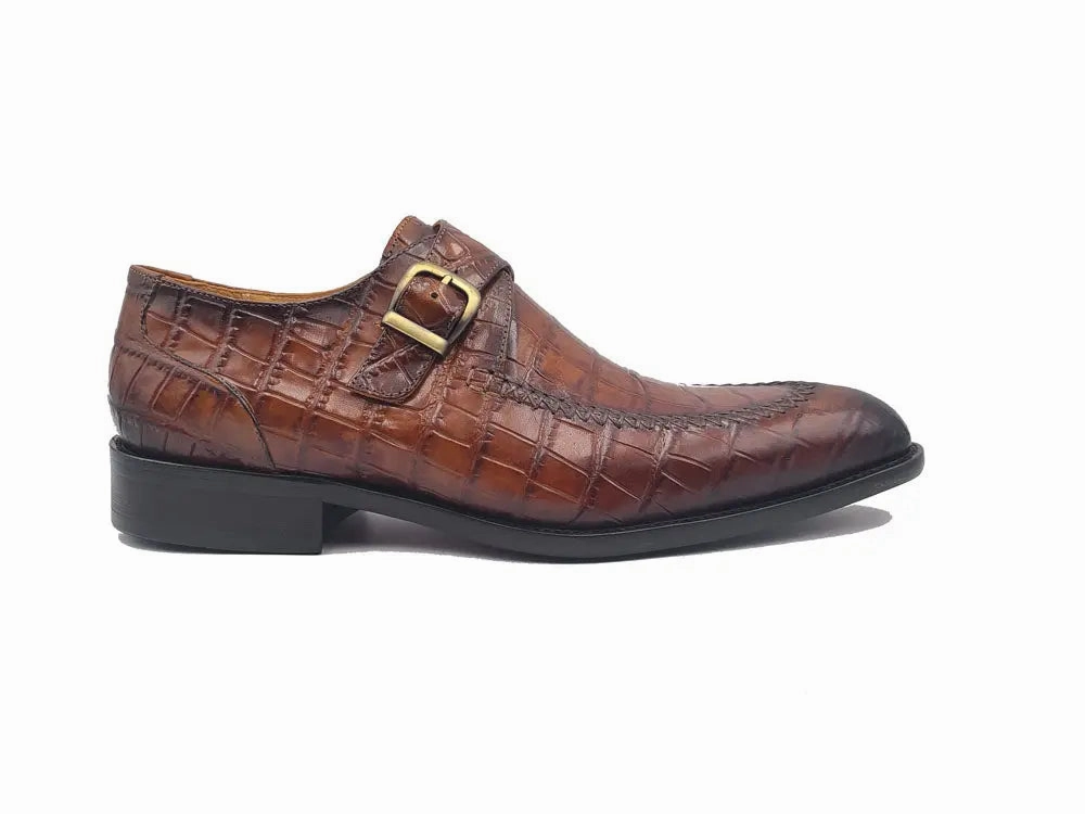 Single Monk Buckle Split Toe Loafer Two Tone Leather Brogues