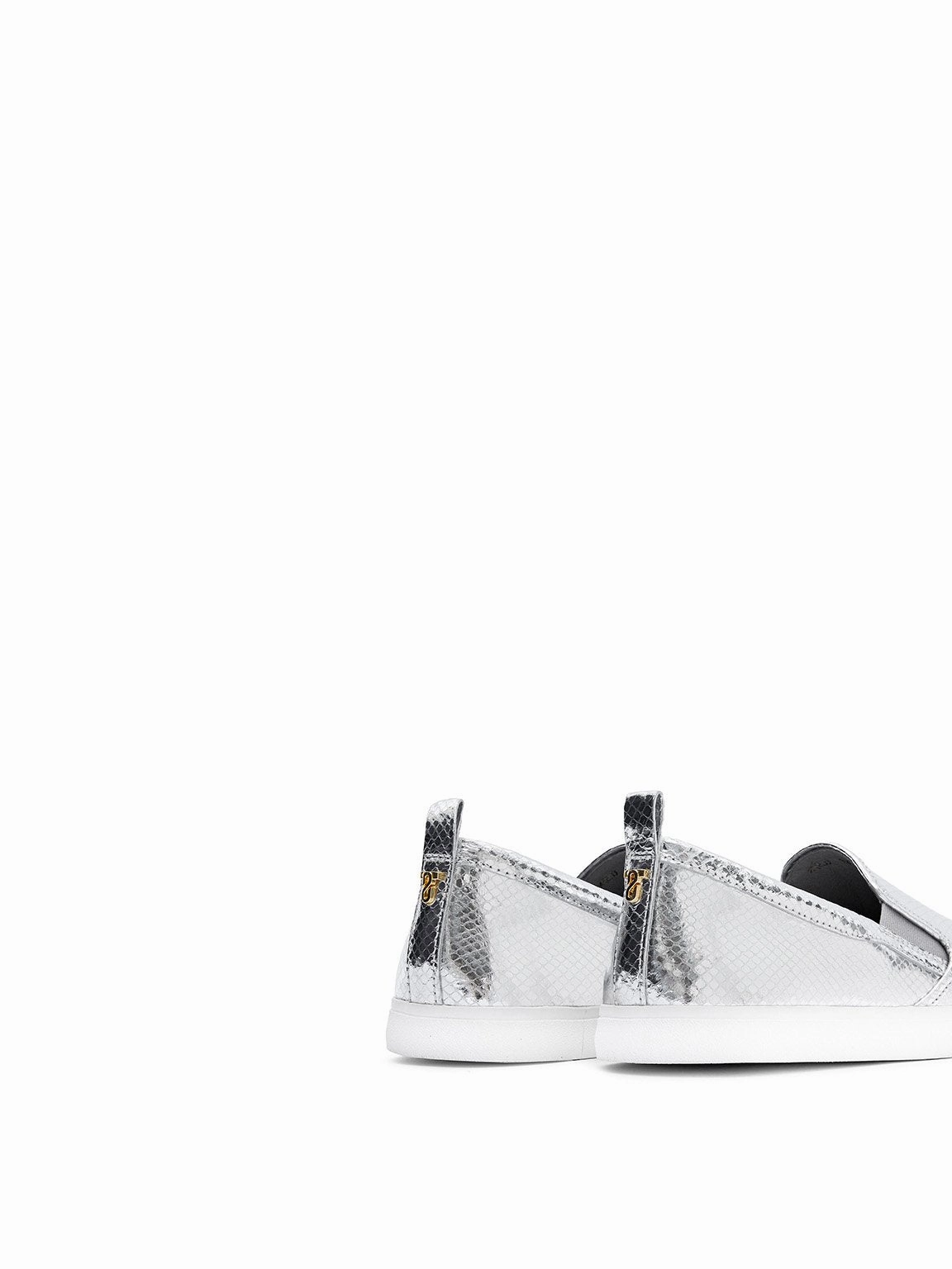 Silver glittering Slip On Sneakers Dark Brown Slip On Shoes