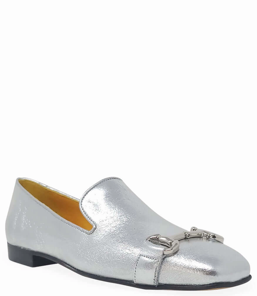 Loafers Skate Silver Leather Square Toe Loafer