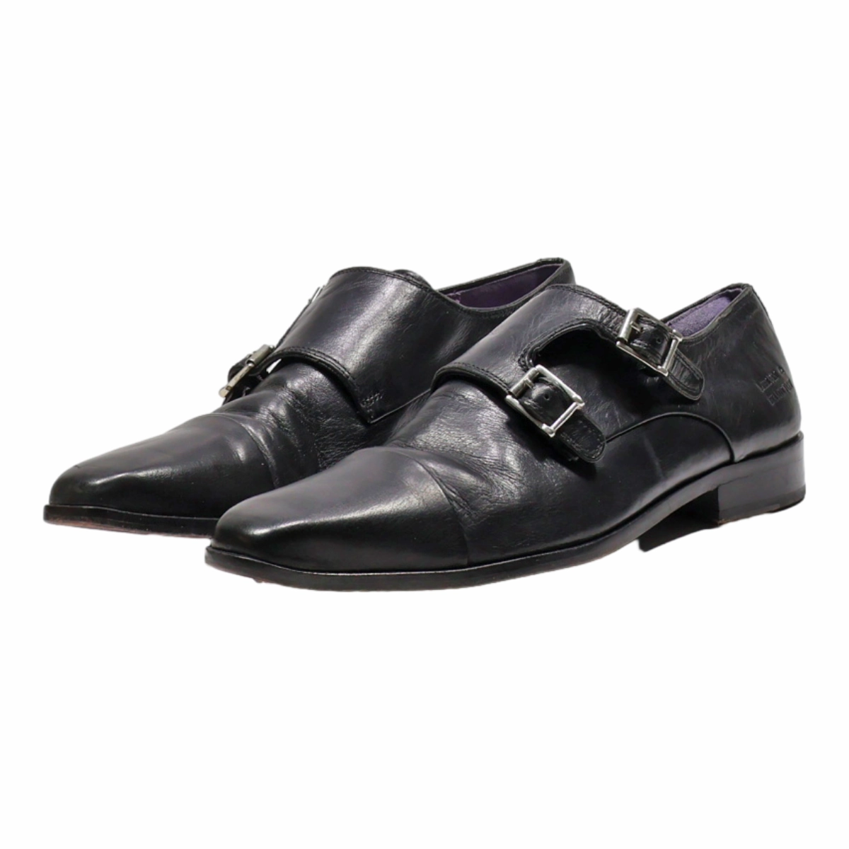 Gucci Brogues MELVIN & HAMILTON Monk Shoes Black Leather Mens UK 8