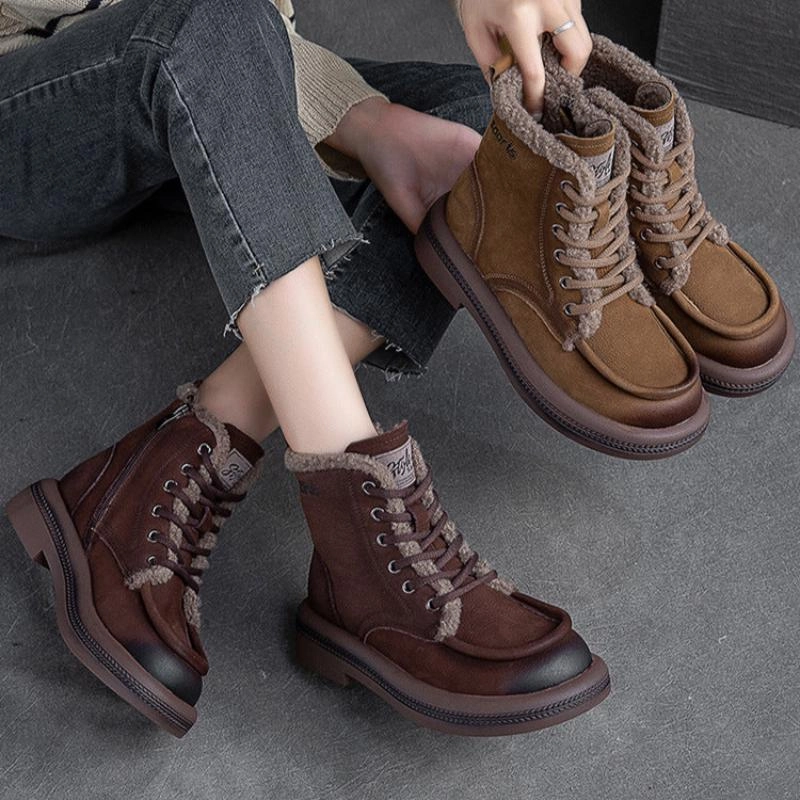 Timberland Snow Boots On Sale Women Vintage Solid Leather Furred Ankle Snow Boots