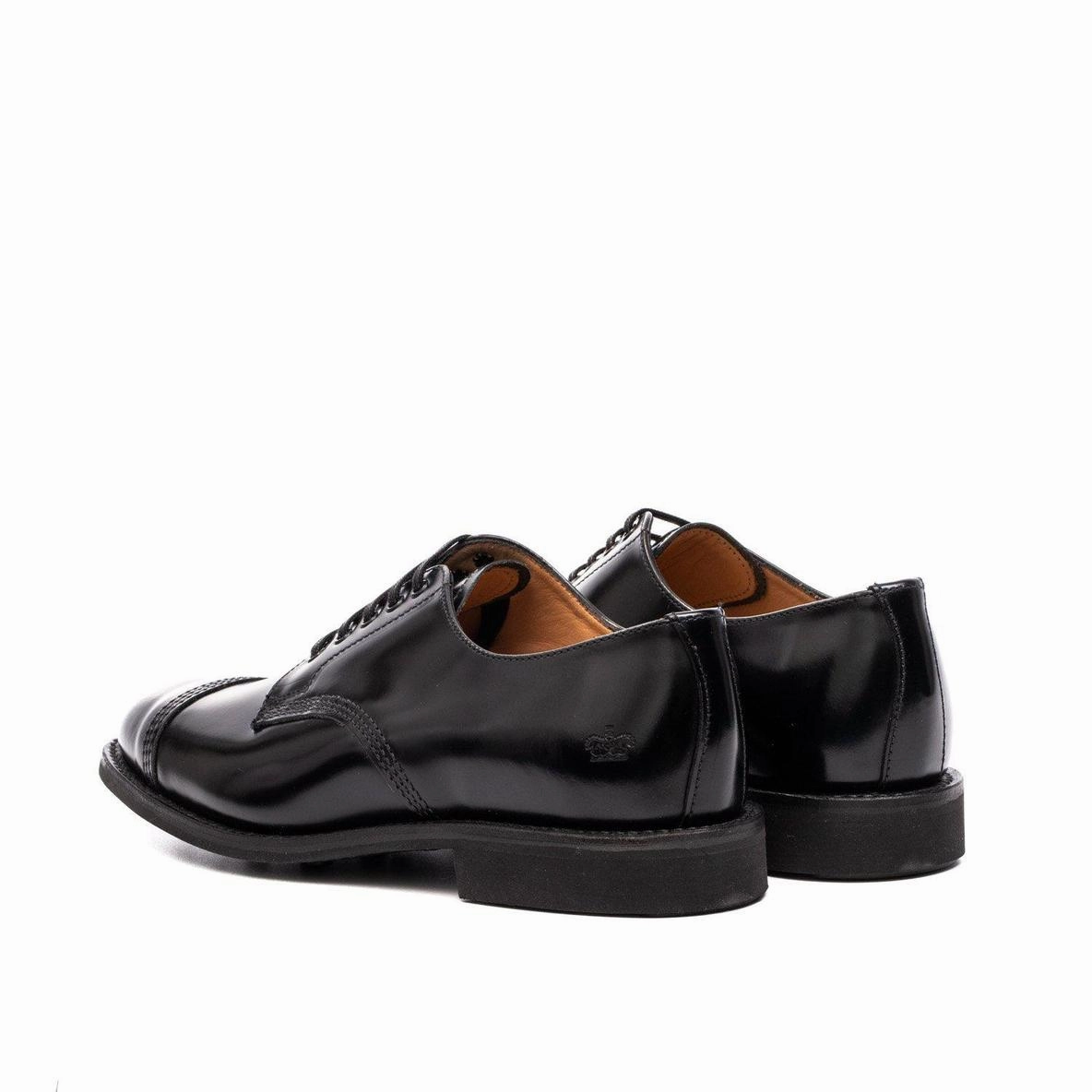 1128B Military Derby Shoe - Black Leather Dress Lace Up Shoes