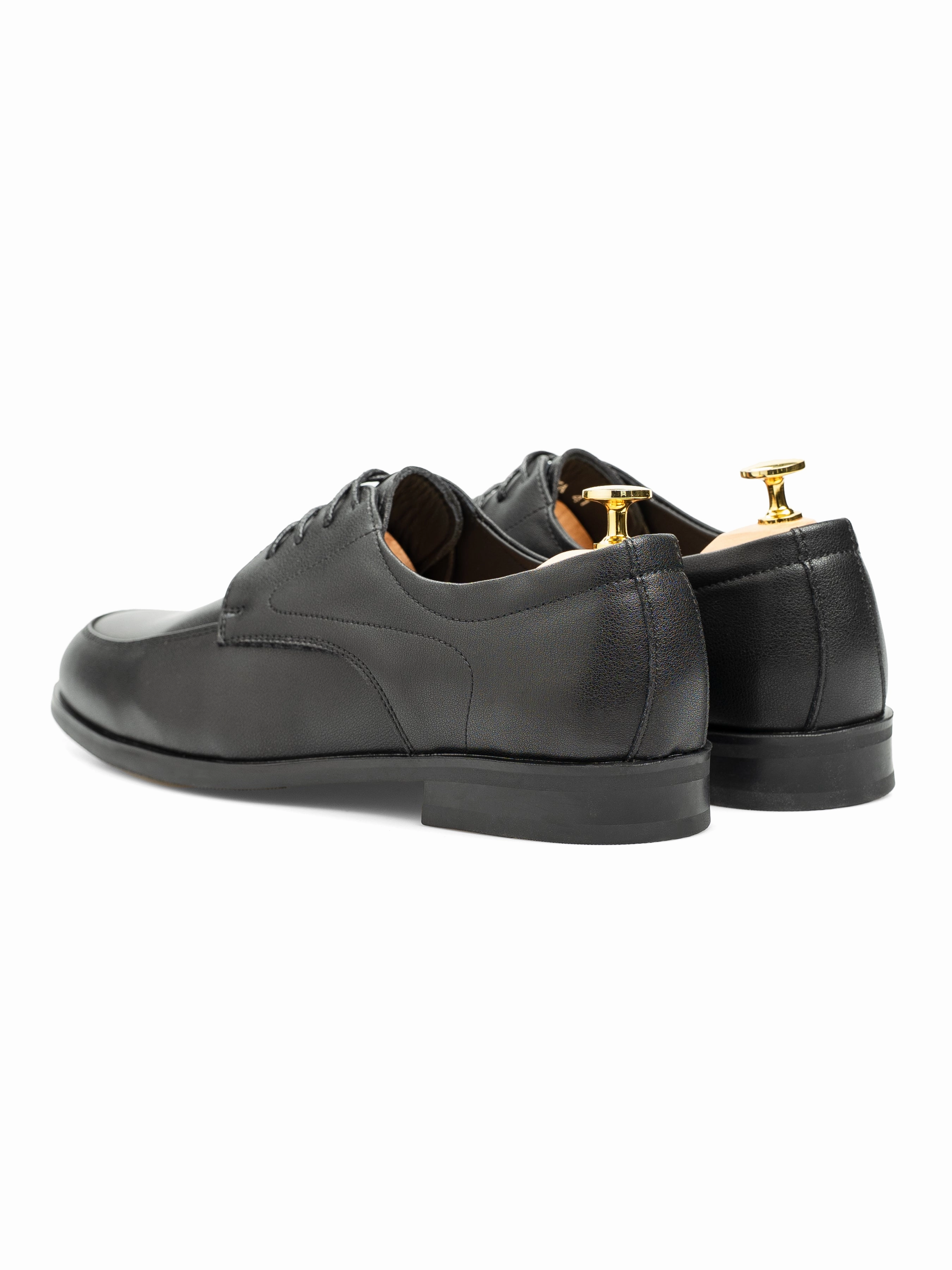 Lace Up Shoes With Dresses Velton Derby  - Solid Black Leather