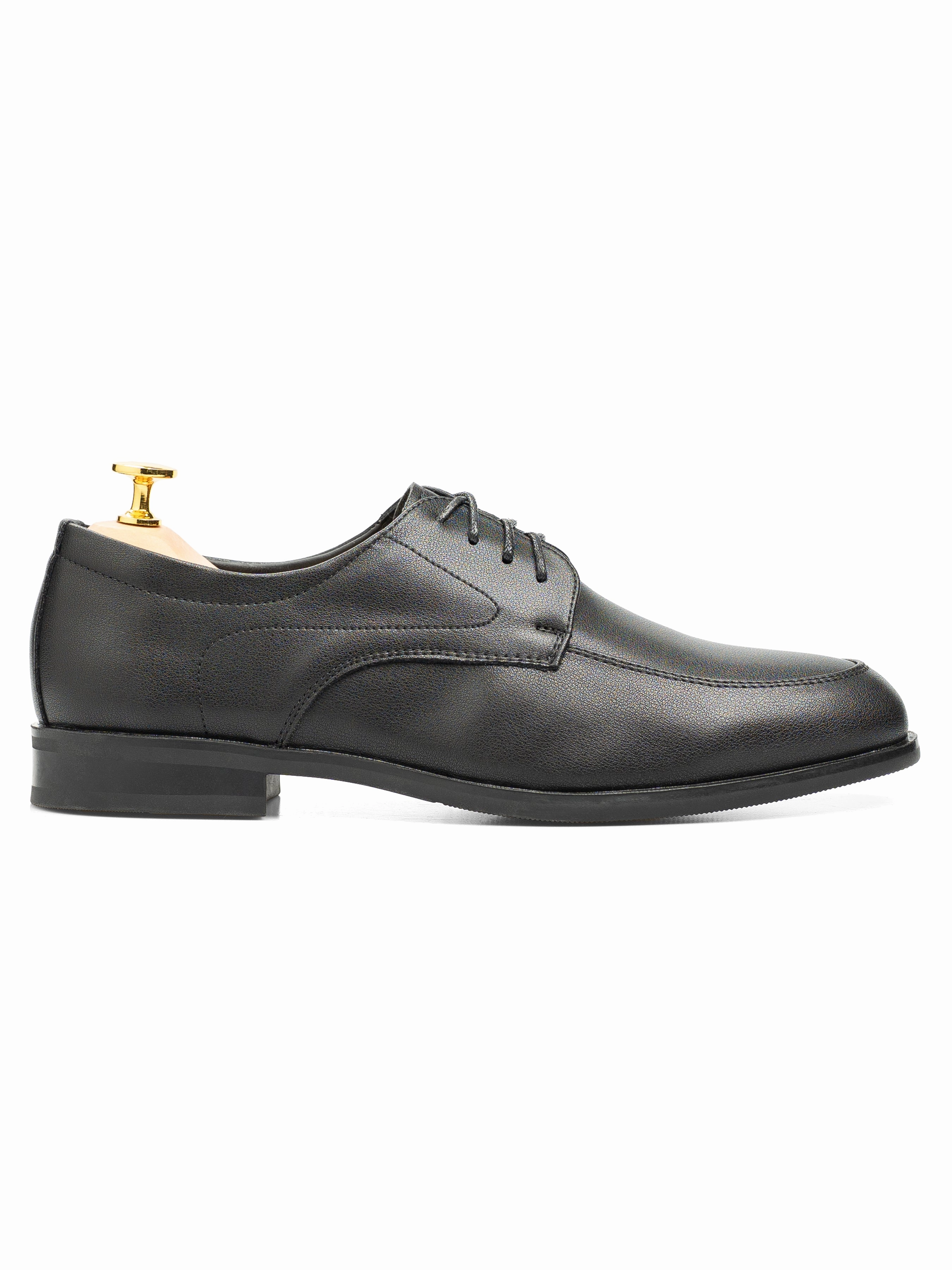 Velton Derby  - Solid Black Leather Prada Monolith Brushed Calf Leather Lace-up Shoes