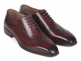 Paul Parkman Dark Bordeaux Hand-Painted Men's Oxfords (ID#35BRD25) Derbys Vs Oxfords