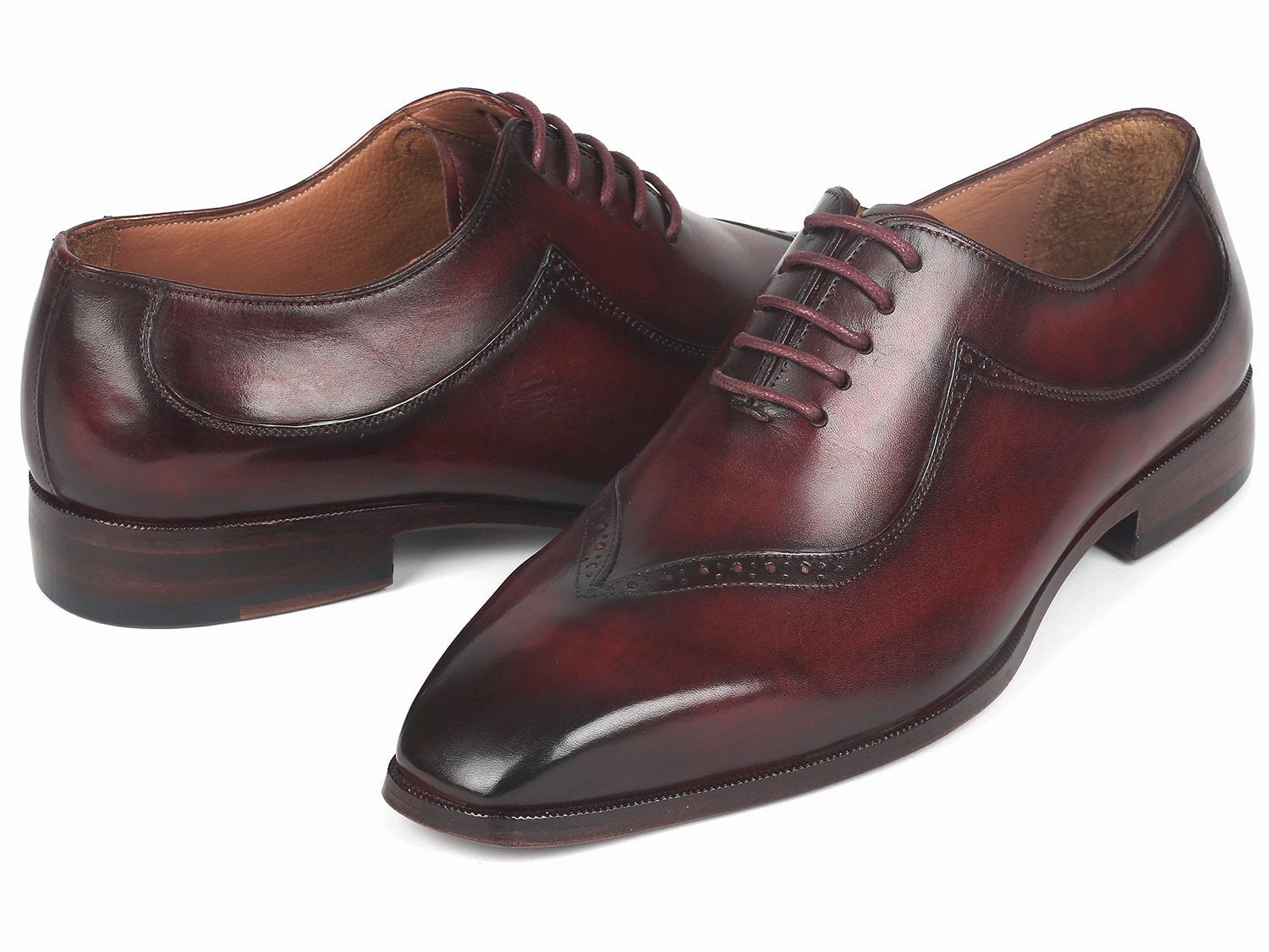 Oxfords Vs Wingtips Paul Parkman Dark Bordeaux Hand-Painted Men's Oxfords (ID#35BRD25)
