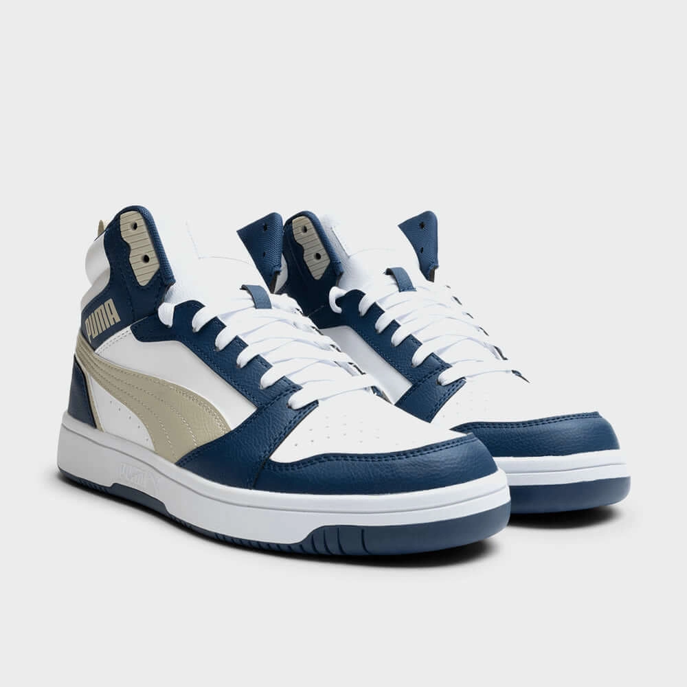 Puma Mens Rebound V6 Mid Sneakers Blue Size 8 Basketball Shoes