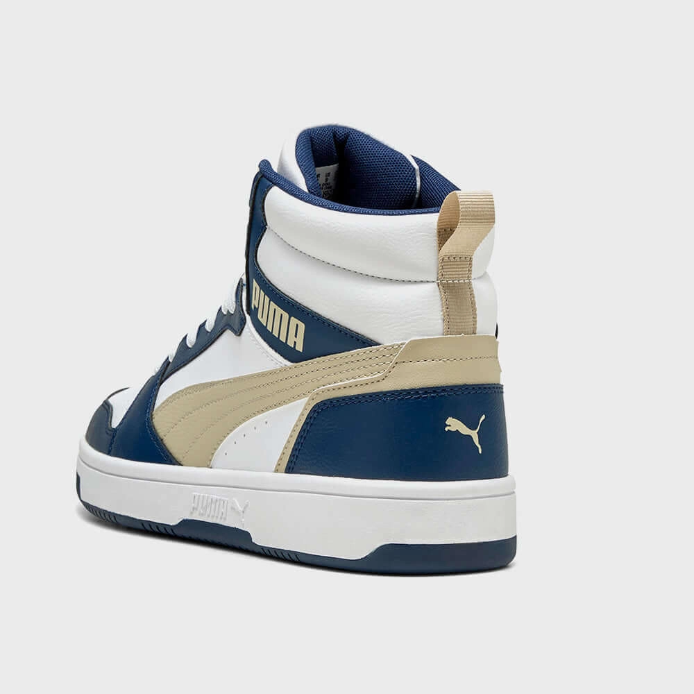 Puma Mens Rebound V6 Mid Sneakers Blue Basketball Shoes On Sale Nearby