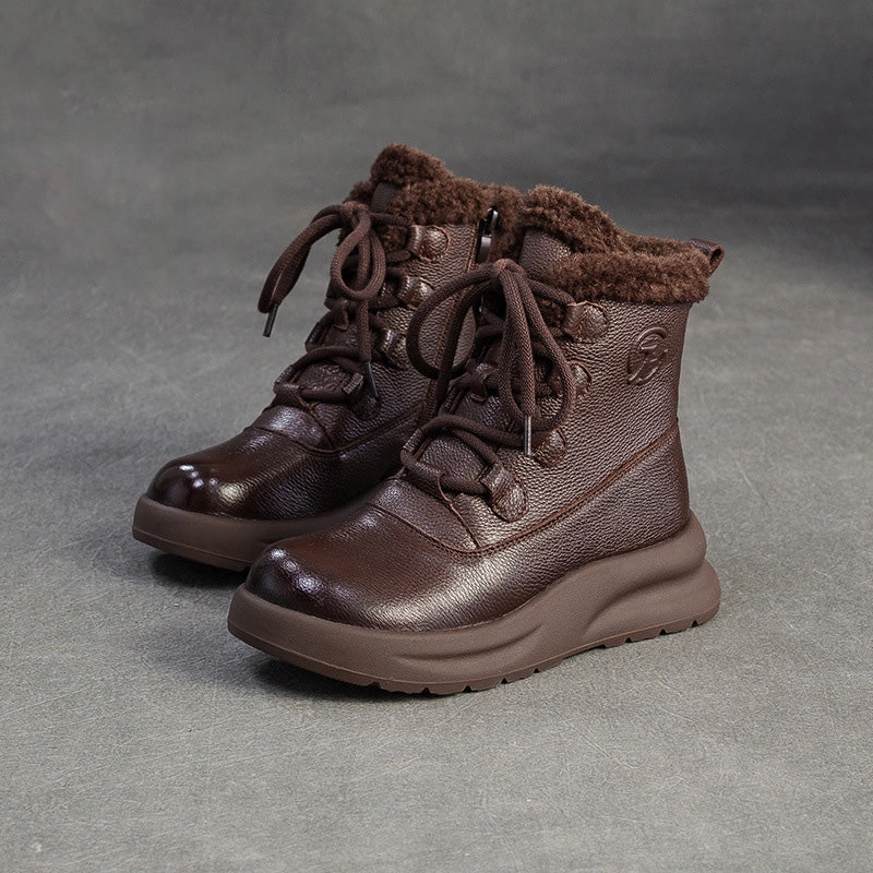 Women's Winter Furred Leather Warm Snow Boots Shop Waterproof Snow Boots On Sale