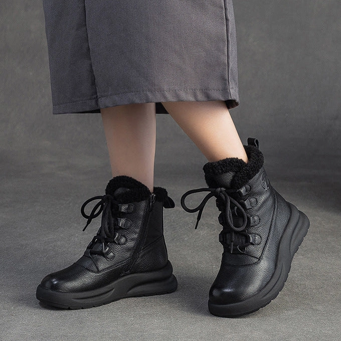 Best Snow Boot Women's Winter Furred Leather Warm Snow Boots